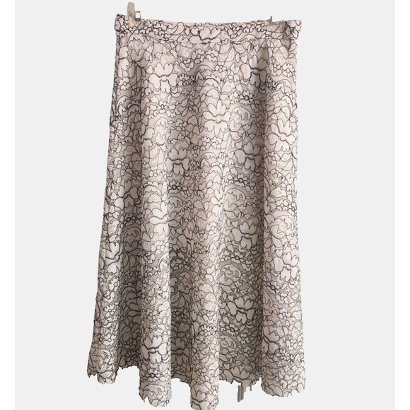 Three Dots Dresses & Skirts - Lace Midi Skirt Three Dots A-Line White & Black Floral Size Small - Bride Party